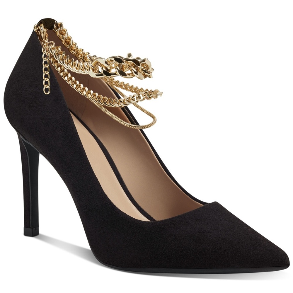 INC Womens Black Sadelle Pointed Toe Stiletto Buckle Dress Pumps Shoes 10 M